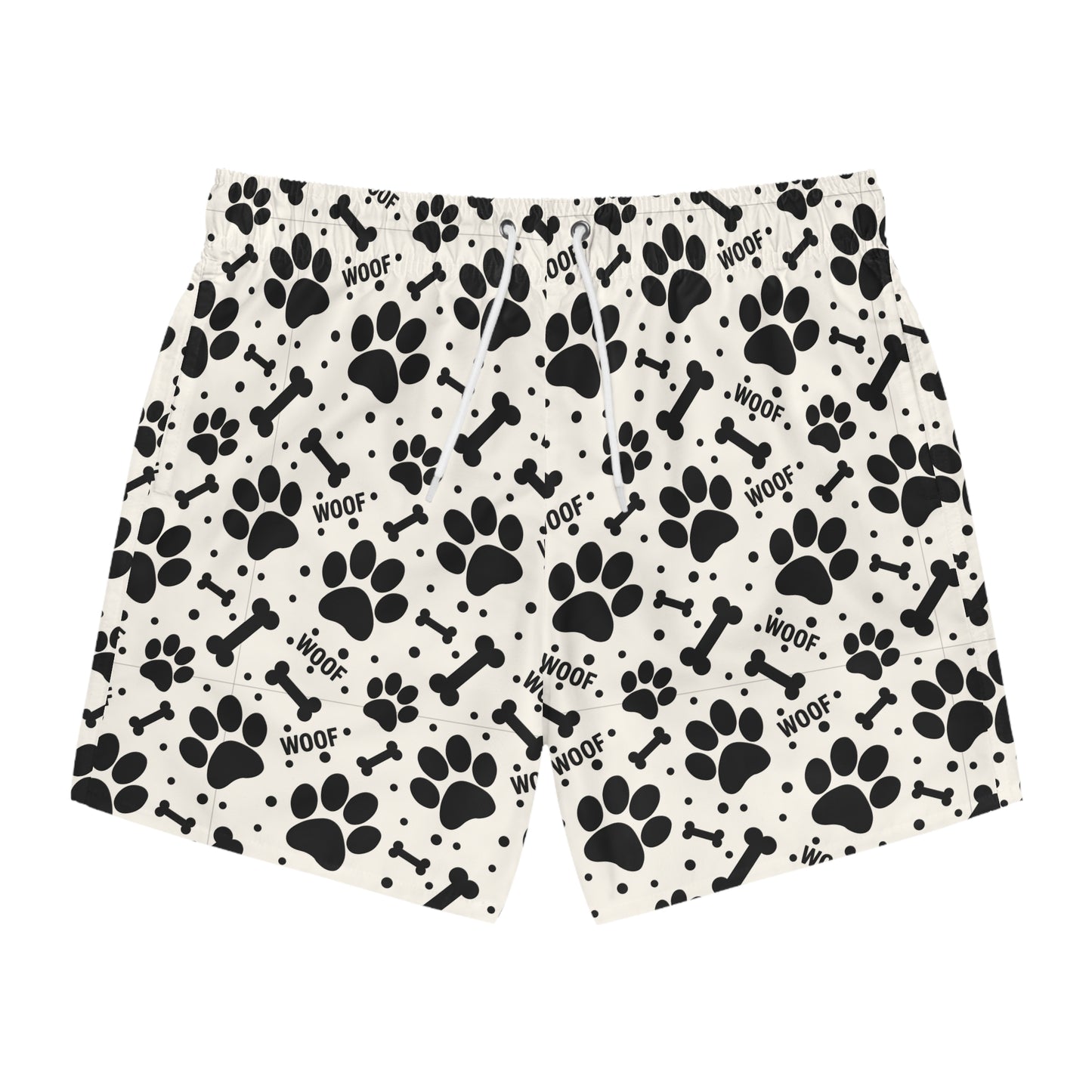 PAWFECT PUP Imprinted 5-6" Inseam Swim Trunks - Bone