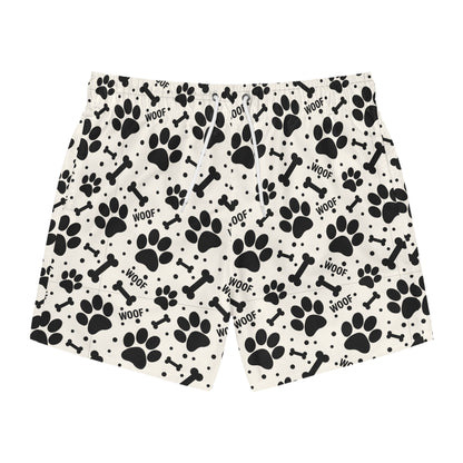 PAWFECT PUP Imprinted 5-6" Inseam Swim Trunks - Bone