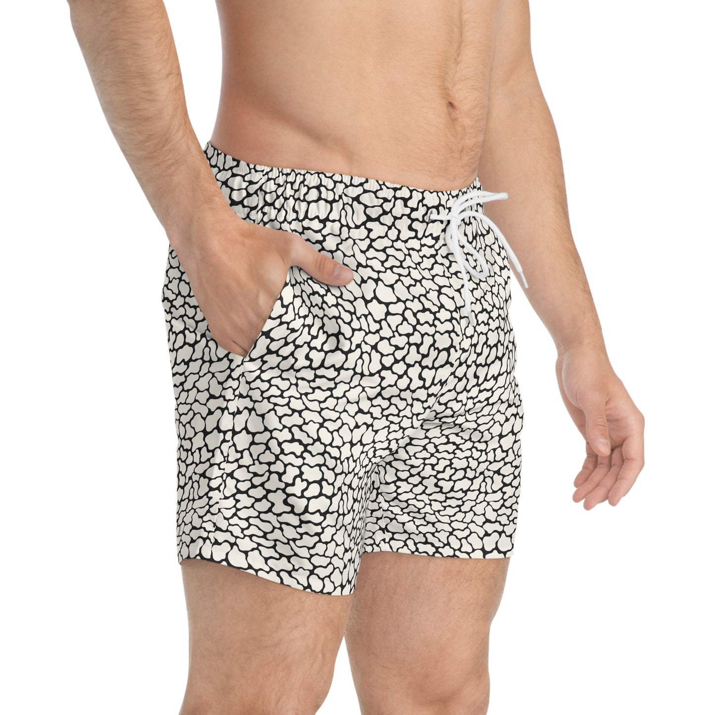 FERAL Imprinted 5-6" Inseam Swim Trunks - Bone