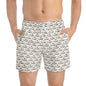 BEAR STARE Imprinted 5-6" Inseam Swim Trunks - Bone