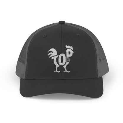 TOP COCK Snapback Trucker Cap - Bone Silhouette Design