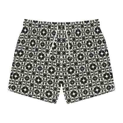 PORTUGAY Imprinted 5-6" Inseam Swim Trunks - Onyx