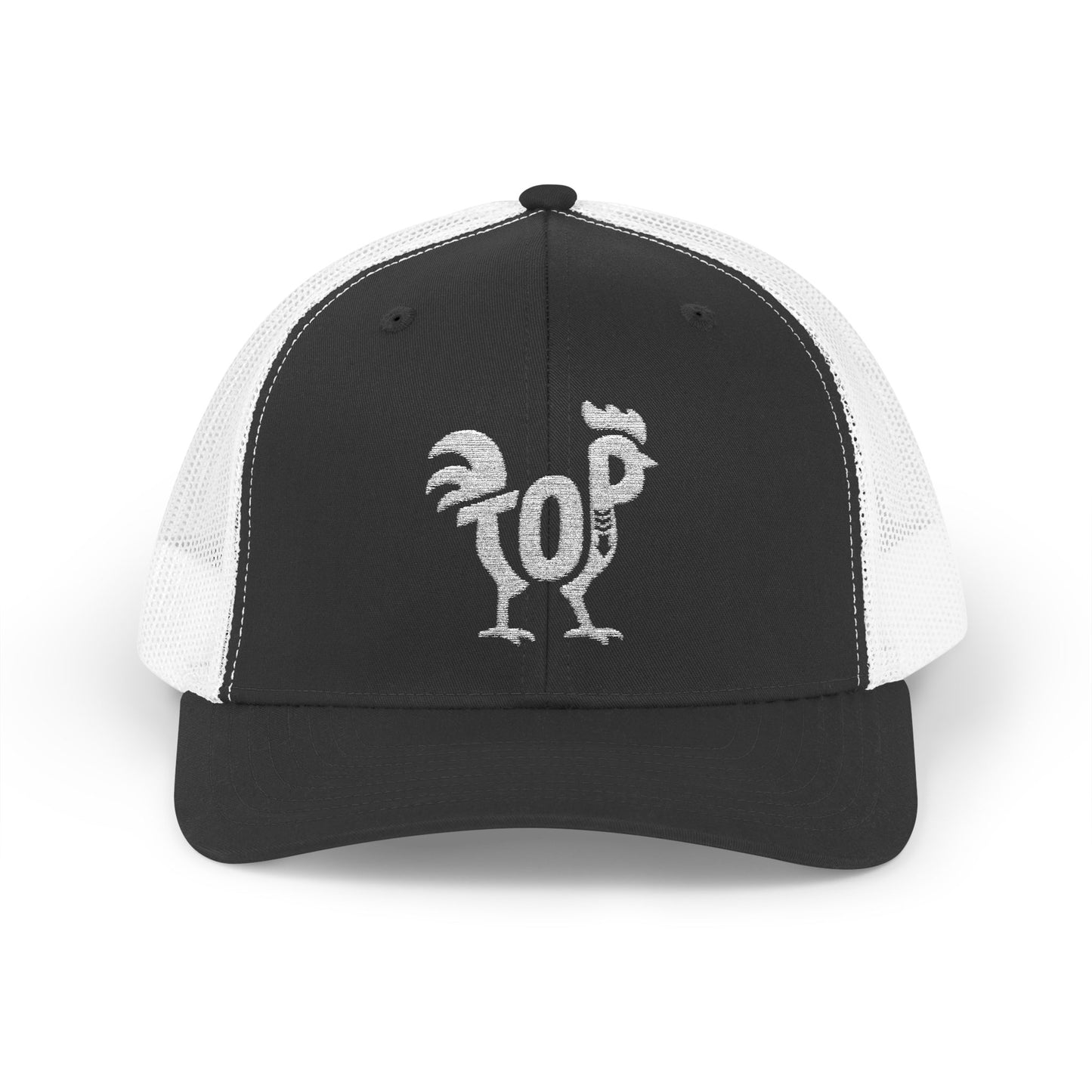 TOP COCK Snapback Trucker Cap - Bone Silhouette Design
