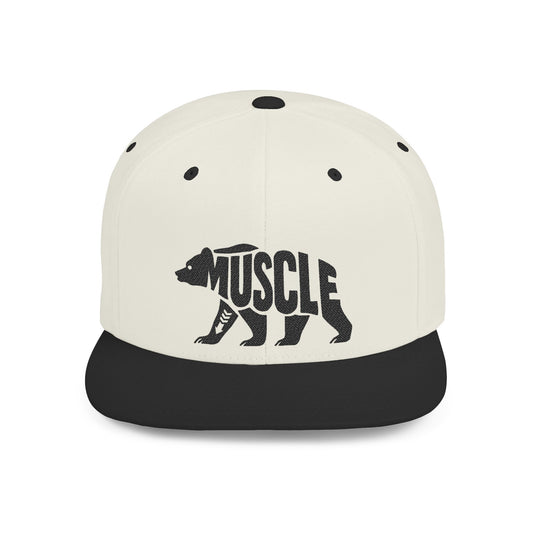 MUSCLE BEAR Flat Bill Snapback — Onyx Silhouette Design