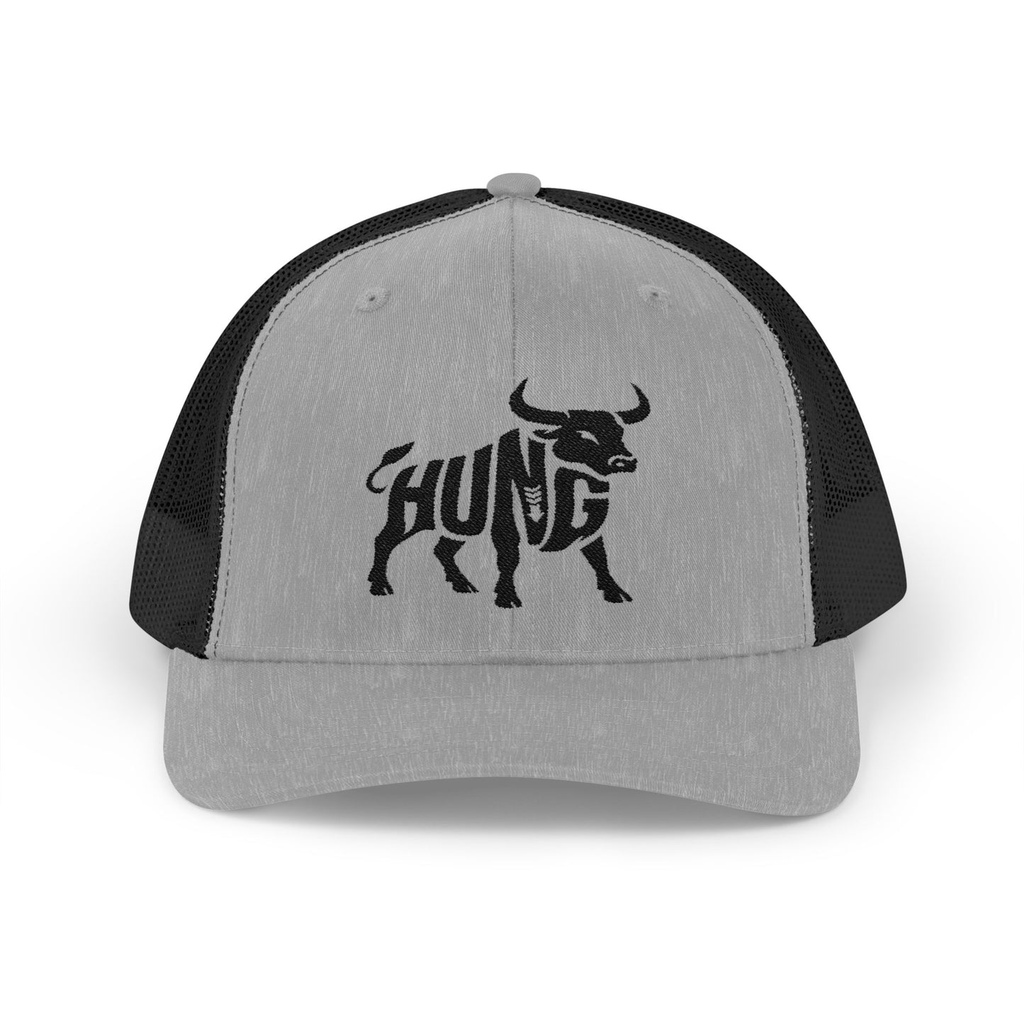 HUNG BULL Snapback Trucker Cap - Onyx Silhouette Design