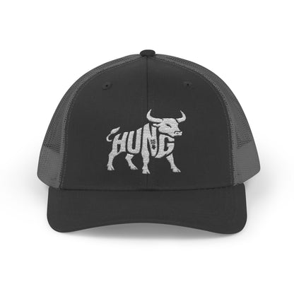 HUNG BULL Snapback Trucker Cap - Bone Silhouette Design