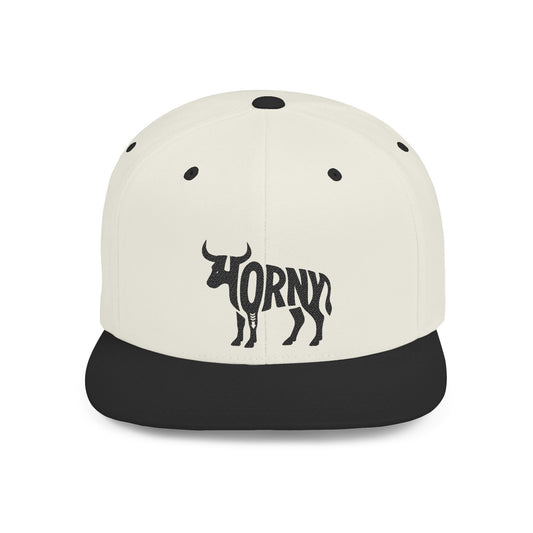 HORNY BULL Flat Bill Snapback — Onyx Silhouette Design