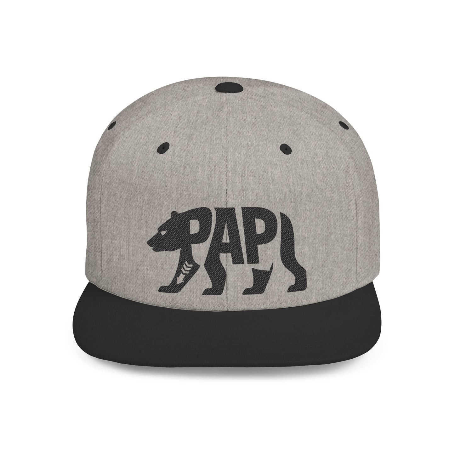 PAPI BEAR Flat Bill Snapback — Onyx Silhouette Design