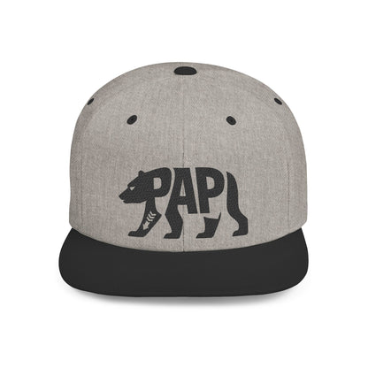 PAPI BEAR Flat Bill Snapback — Onyx Silhouette Design
