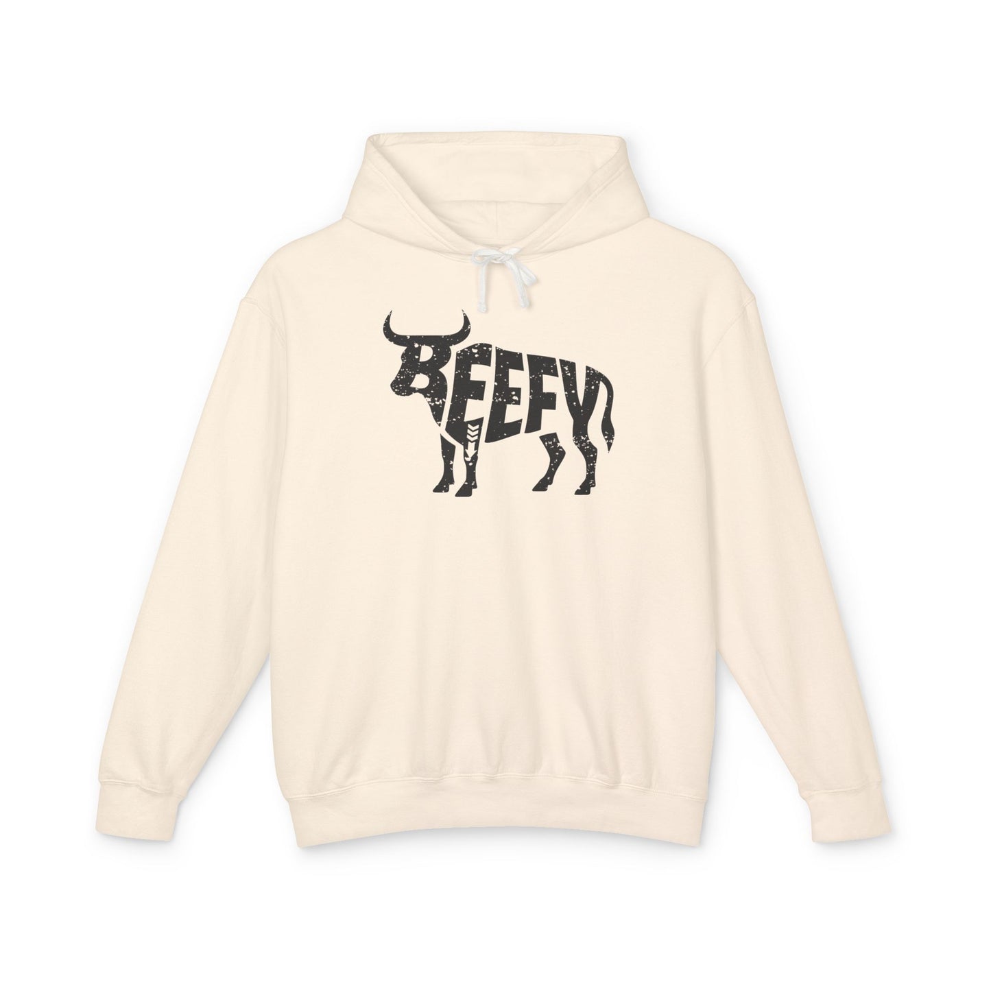 BEEFY BULL Lightweight Hoodie - Onyx Silhouette Design