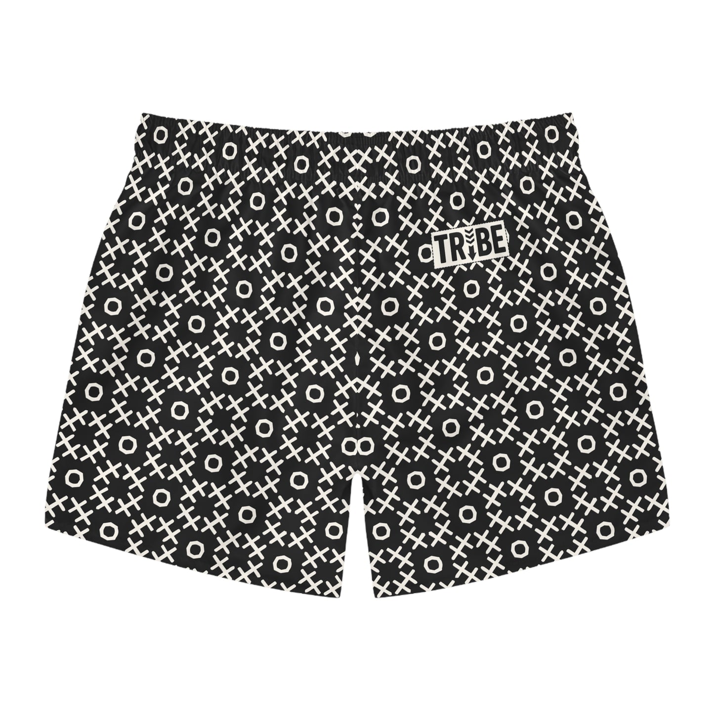 TIC-TAC-HOE Imprinted 5-6" Inseam Swim Trunks - Onyx