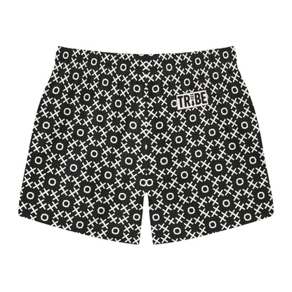 TIC-TAC-HOE Imprinted 5-6" Inseam Swim Trunks - Onyx