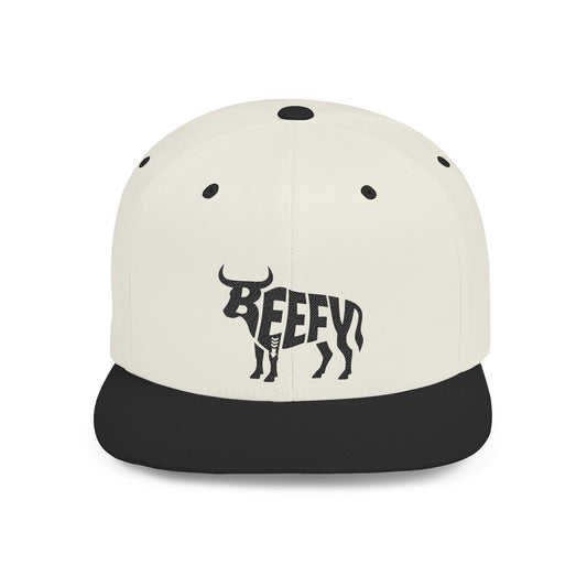 BEEFY BULL Flat Bill Snapback — Onyx Silhouette Design