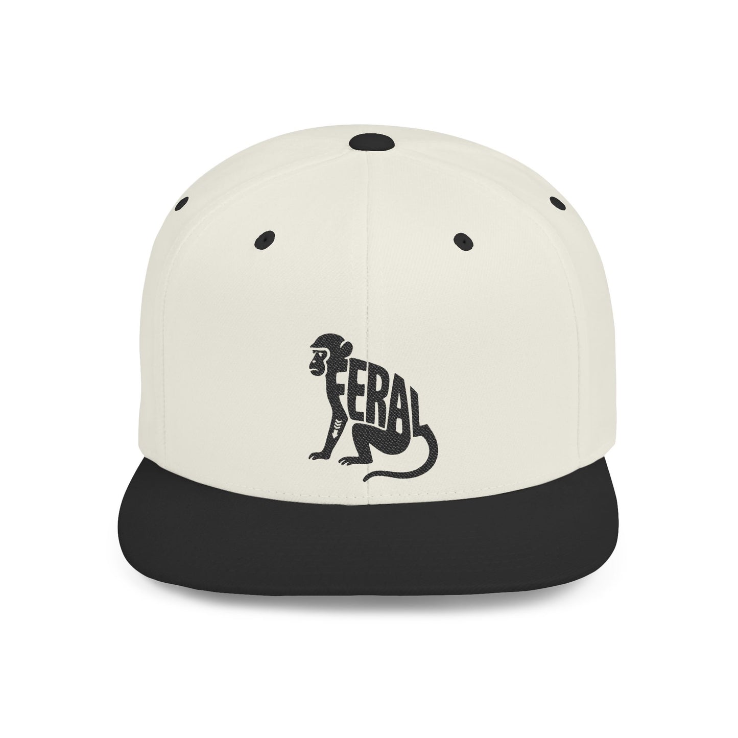 FERAL MONKEY Flat Bill Snapback — Onyx Silhouette Design