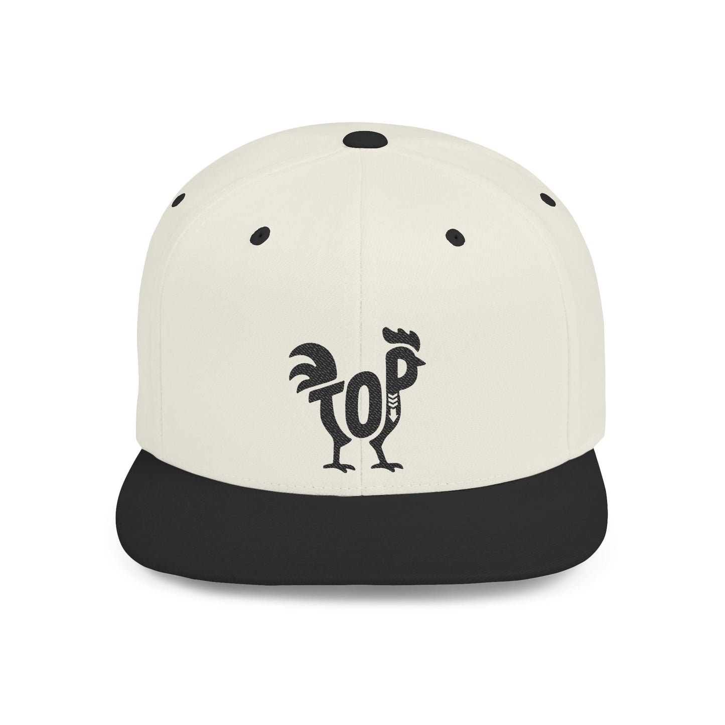 TOP COCK Flat Bill Snapback — Onyx Silhouette Design