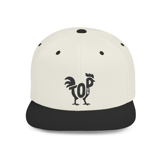 TOP COCK Flat Bill Snapback — Onyx Silhouette Design
