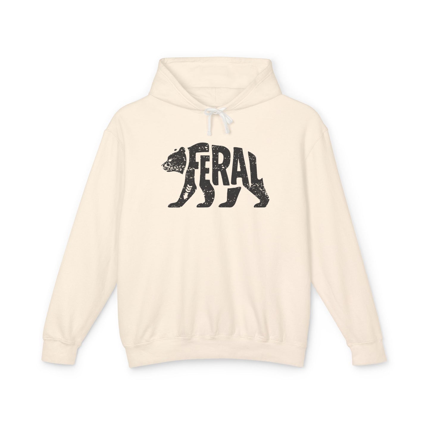 FERAL BEAR Lightweight Hoodie - Onyx Silhouette Design