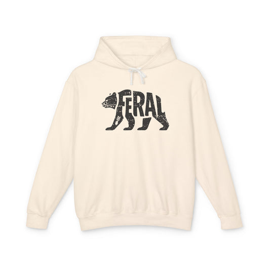 FERAL BEAR Lightweight Hoodie - Onyx Silhouette Design