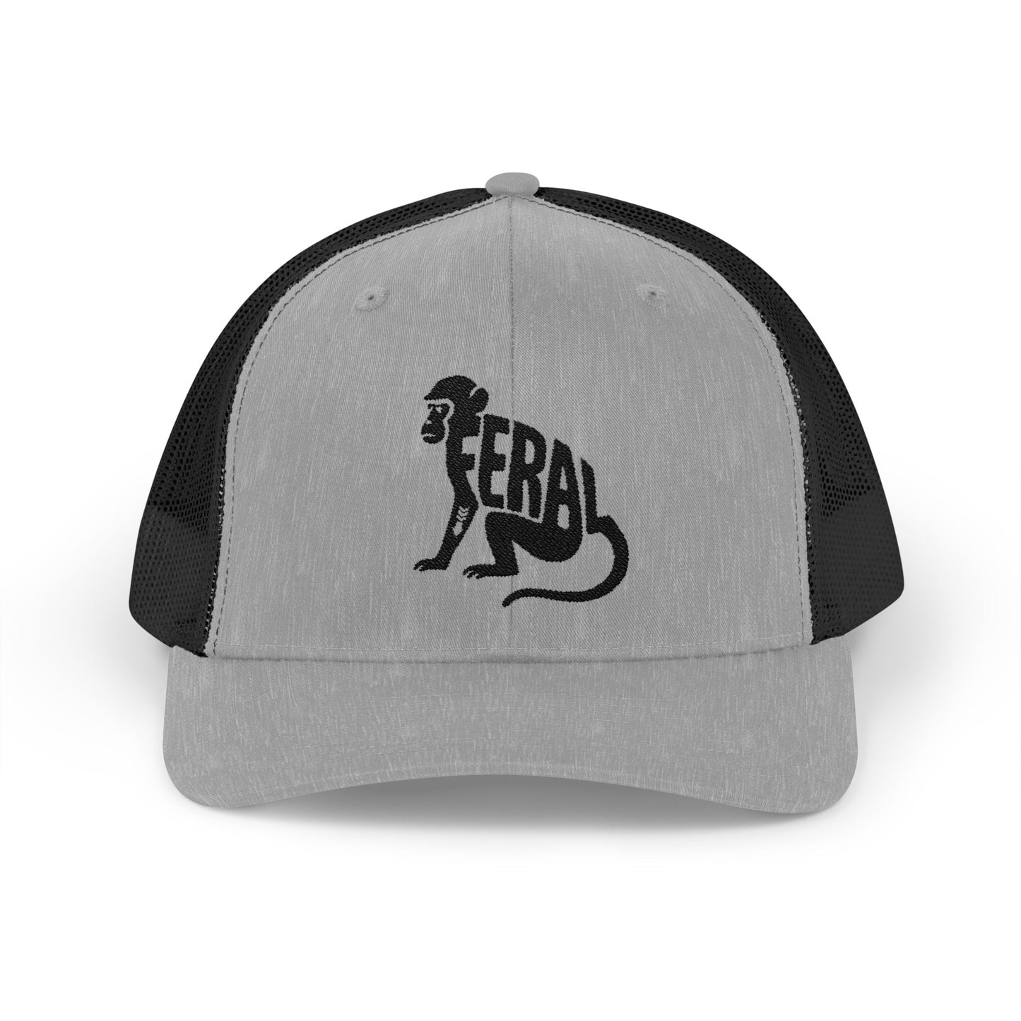FERAL MONKEY Snapback Trucker Cap - Onyx Silhouette Design
