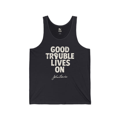 GOOD TROUBLE Jersey Tank - Bone Silhouette Design
