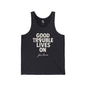 GOOD TROUBLE Jersey Tank - Bone Silhouette Design