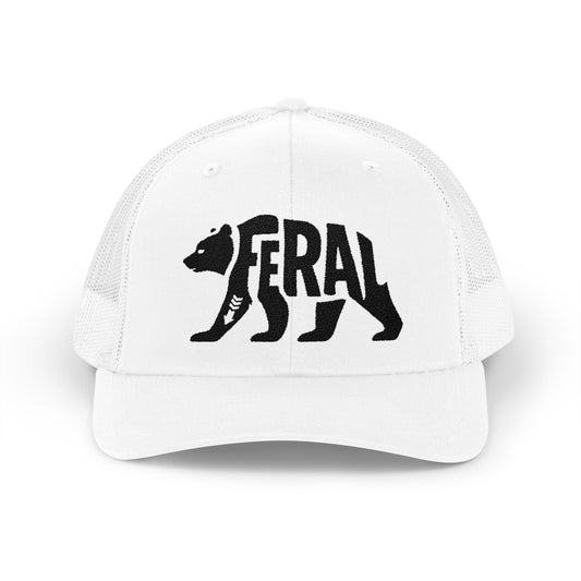 FERAL BEAR Snapback Trucker Cap - Onyx Silhouette Design