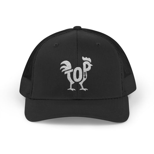 TOP COCK Snapback Trucker Cap - Bone Silhouette Design