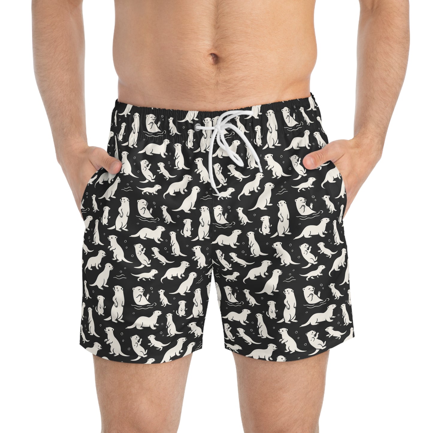 OTTERLY ADORABLE Imprinted 5-6" Inseam Swim Trunks - Onyx