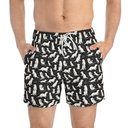 OTTERLY ADORABLE Imprinted 5-6" Inseam Swim Trunks - Onyx