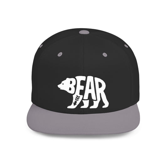 BEAR Flat Bill Snapback — Bone Silhouette Design