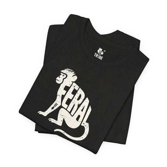 FERAL MONKEY Jersey Tee - Bone Silhouette Design
