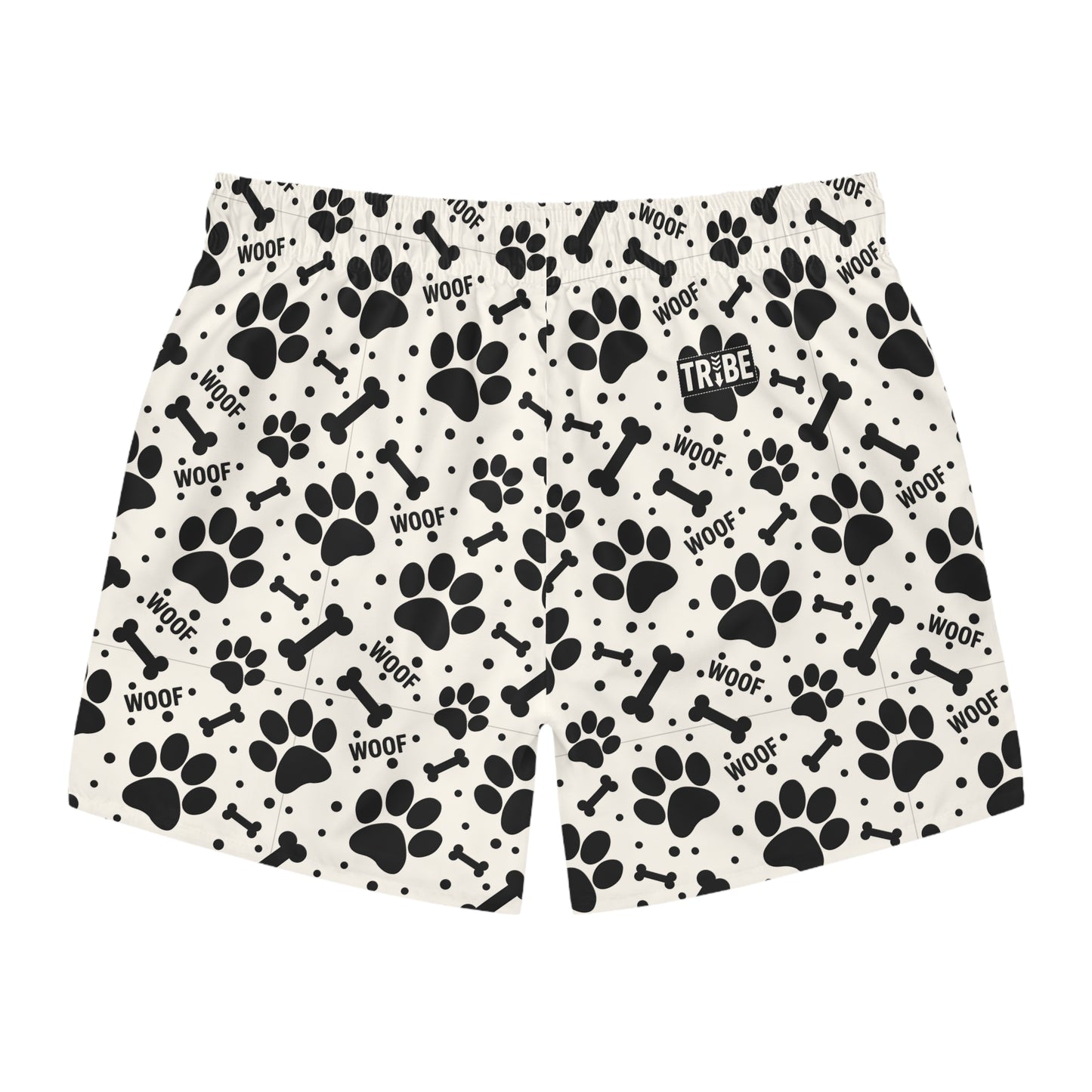 PAWFECT PUP Imprinted 5-6" Inseam Swim Trunks - Bone