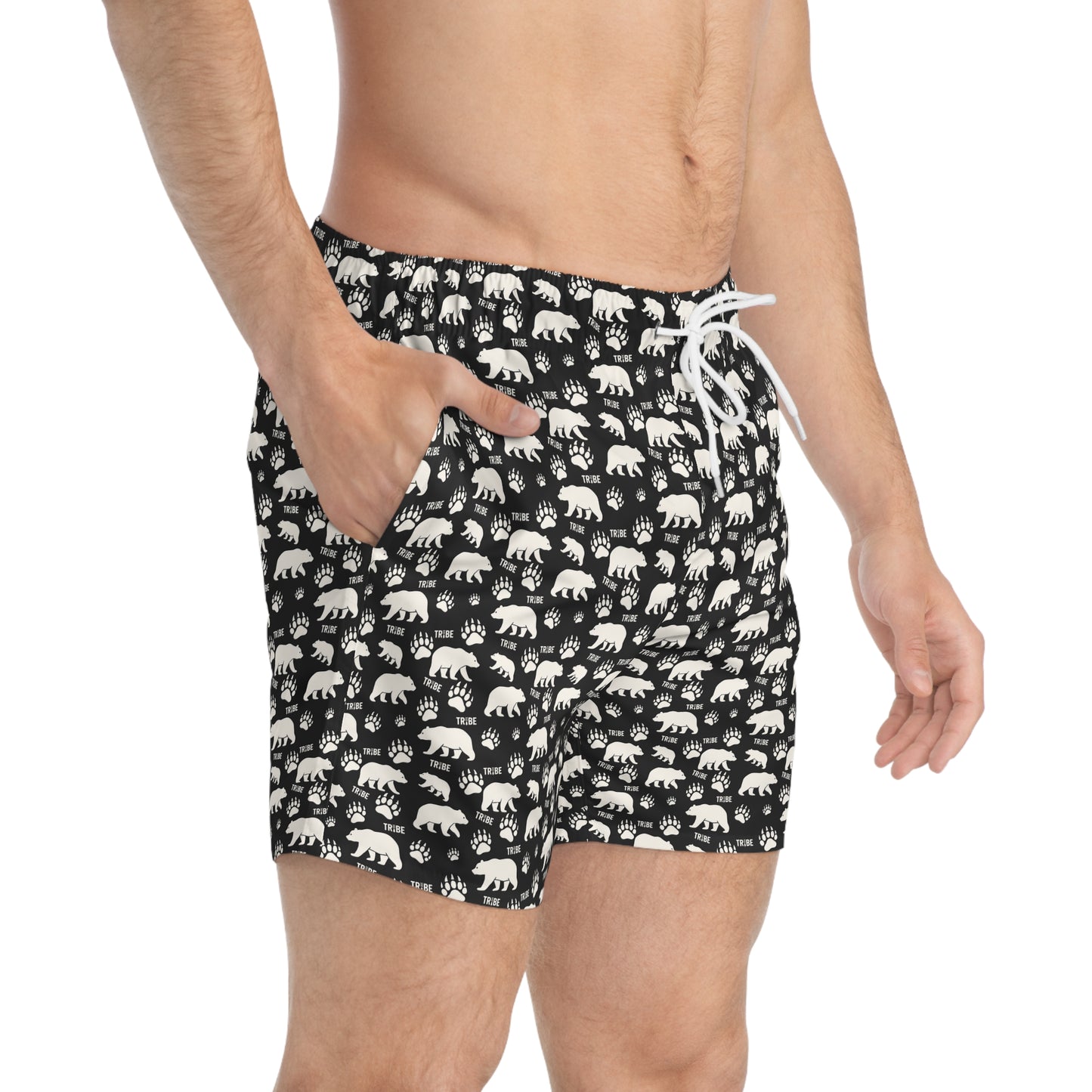 BEAR TRIBE Imprinted 5-6" Inseam Swim Trunks - Onyx