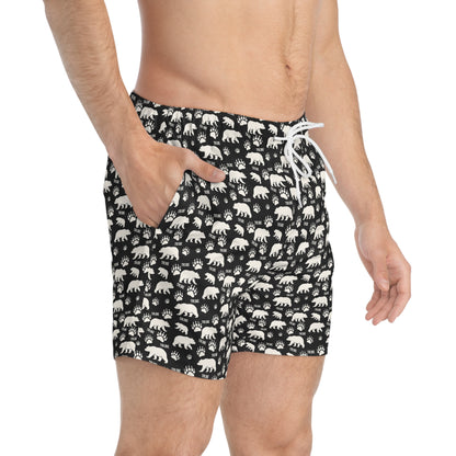 BEAR TRIBE Imprinted 5-6" Inseam Swim Trunks - Onyx