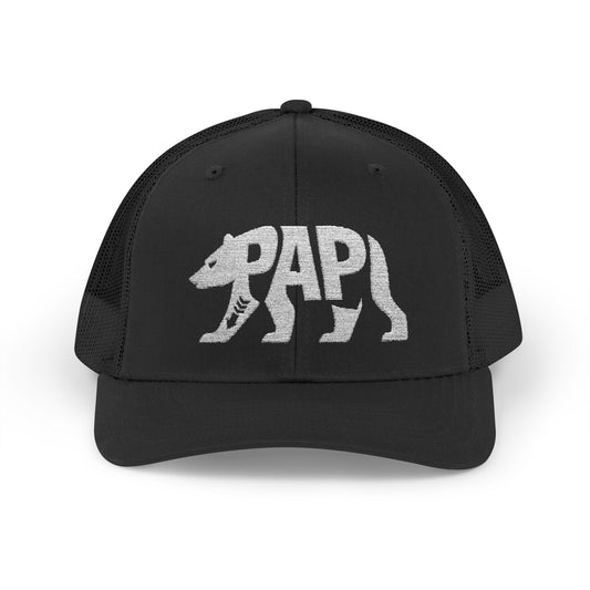 PAPI BEAR Snapback Trucker Cap - Bone Silhouette Design