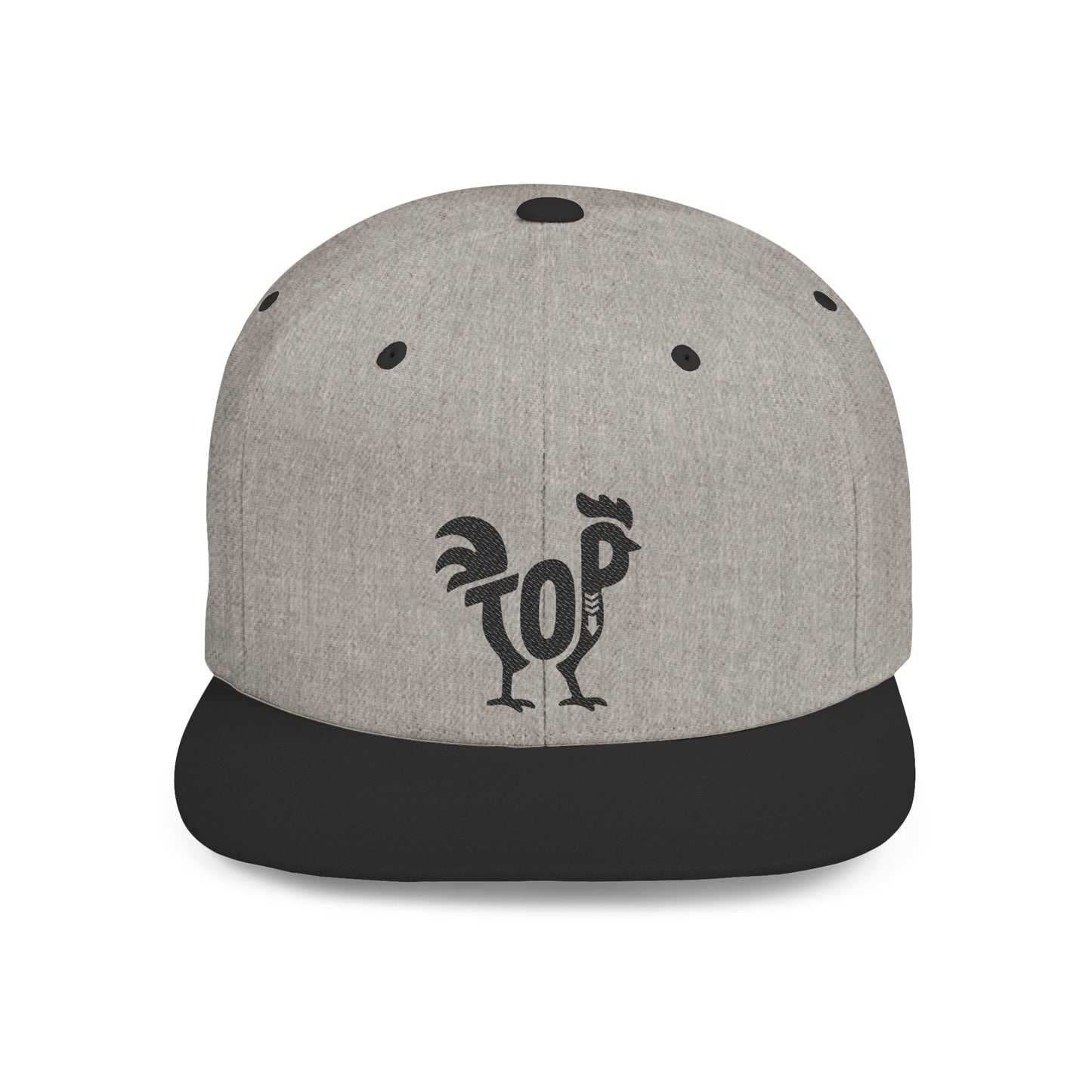 TOP COCK Flat Bill Snapback — Onyx Silhouette Design