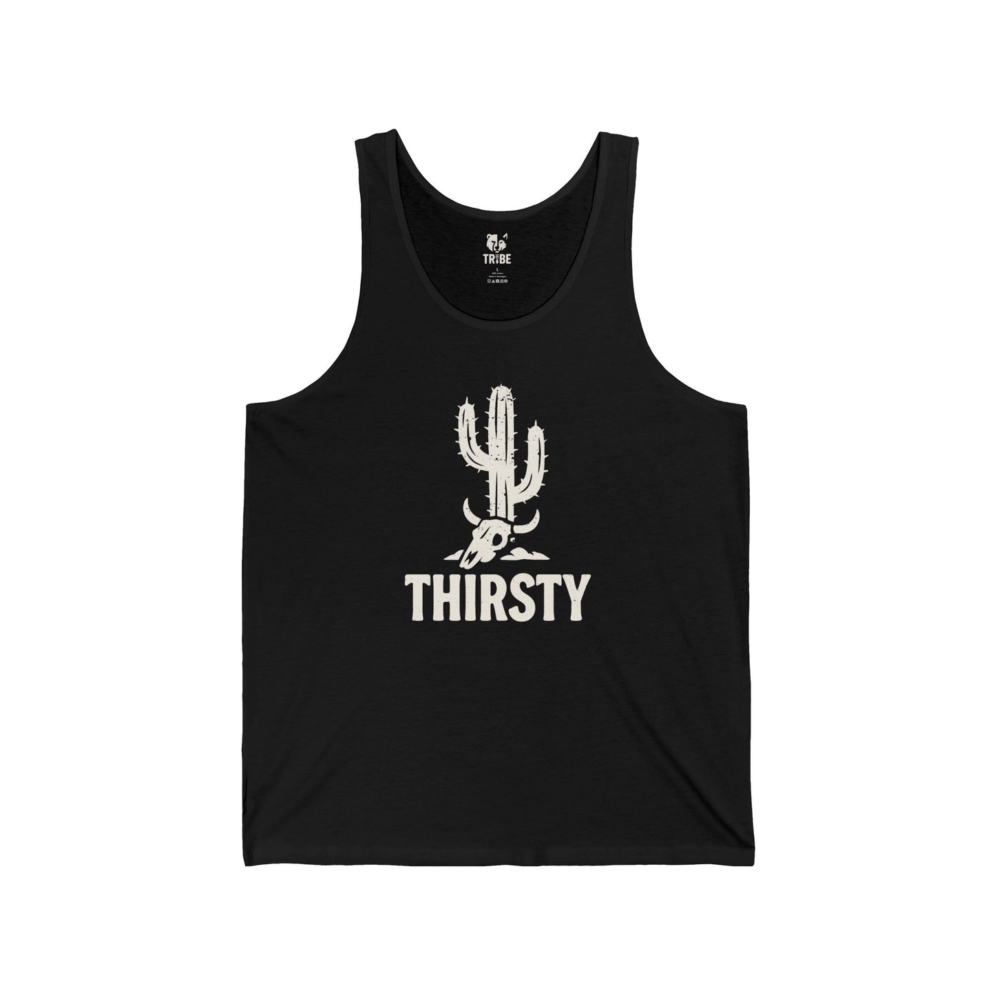 THIRSTY Jersey Tank - Bone Silhouette Design