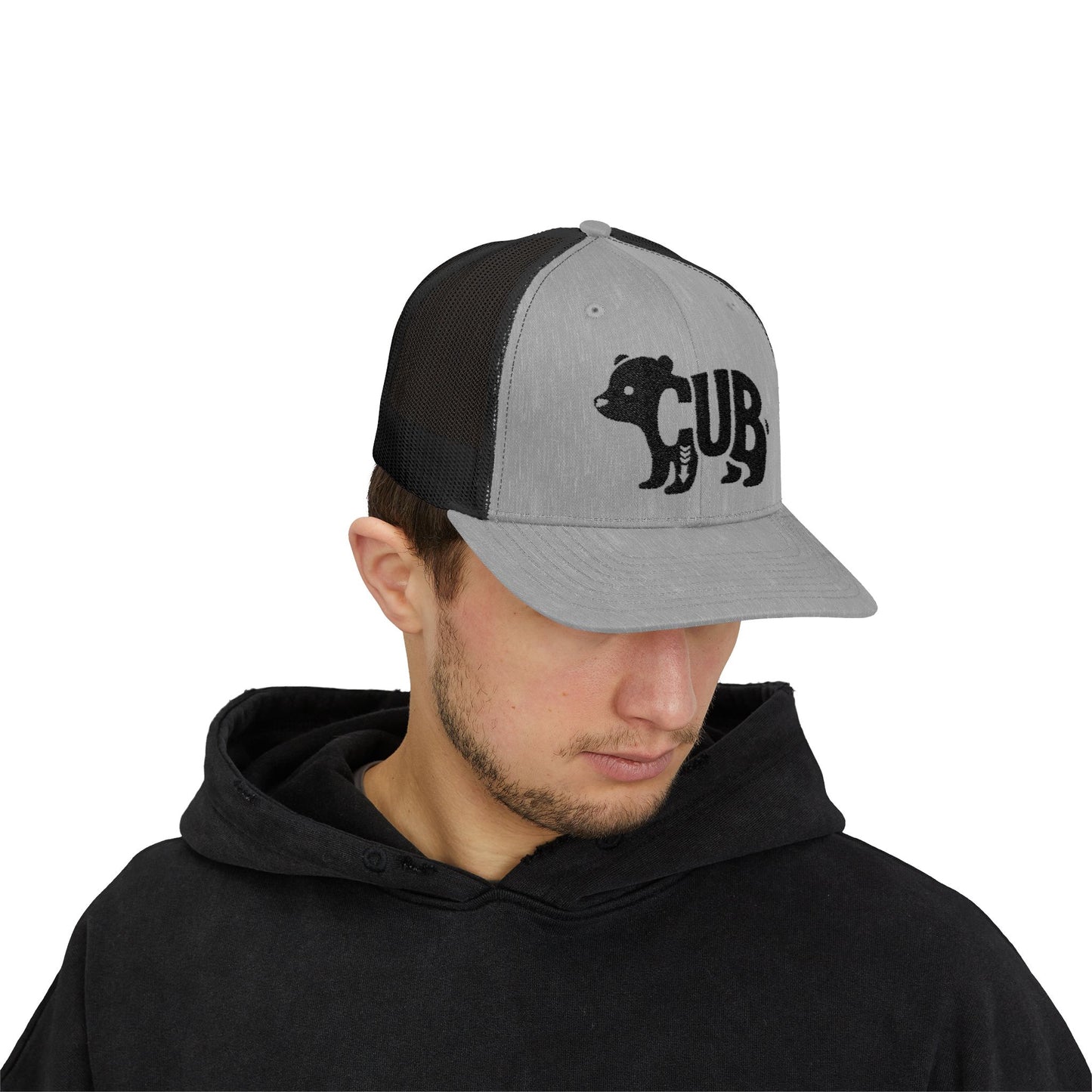 BEAR CUB Snapback Trucker Cap - Onyx Silhouette Design