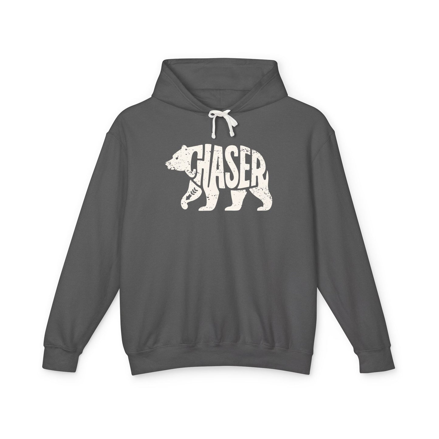 BEAR CHASER Lightweight Hoodie - Bone Silhouette Design