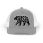 BEAR CHASER Snapback Trucker Cap - Onyx Silhouette Design