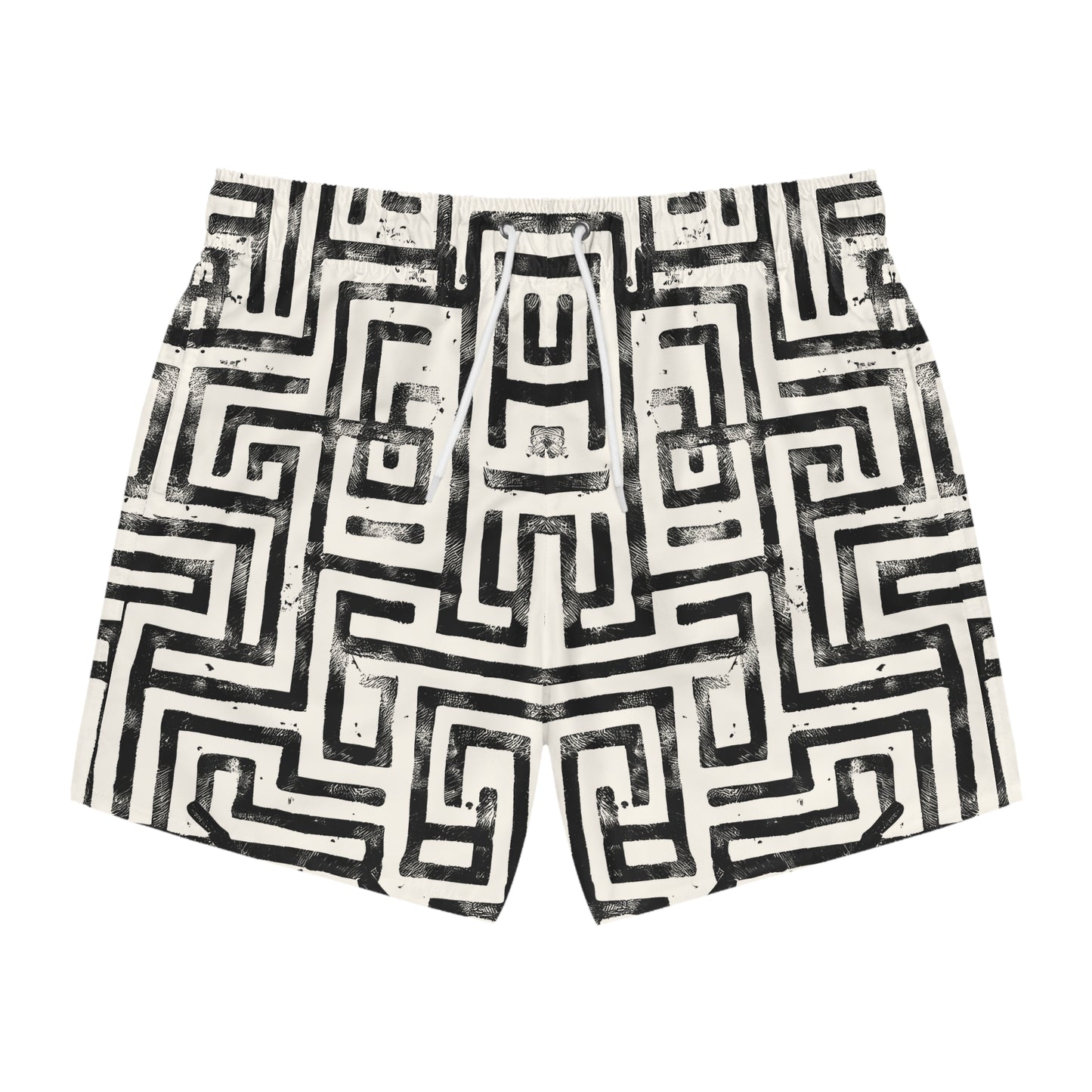LABYRINTH Imprinted 5-6" Inseam Swim Trunks - Bone