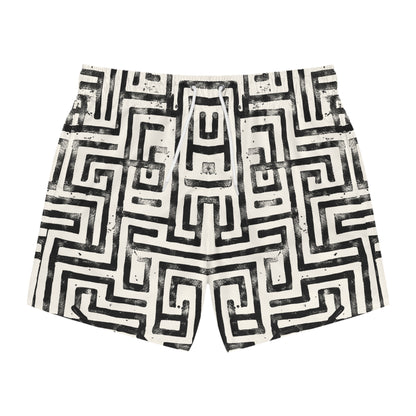 LABYRINTH Imprinted 5-6" Inseam Swim Trunks - Bone