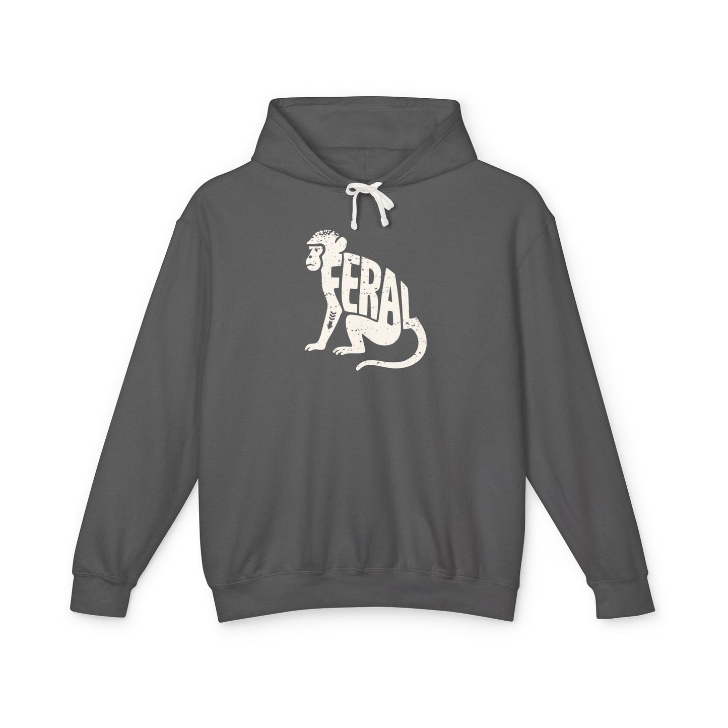 FERAL MONKEY Lightweight Hoodie - Bone Silhouette Design