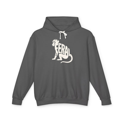 FERAL MONKEY Lightweight Hoodie - Bone Silhouette Design