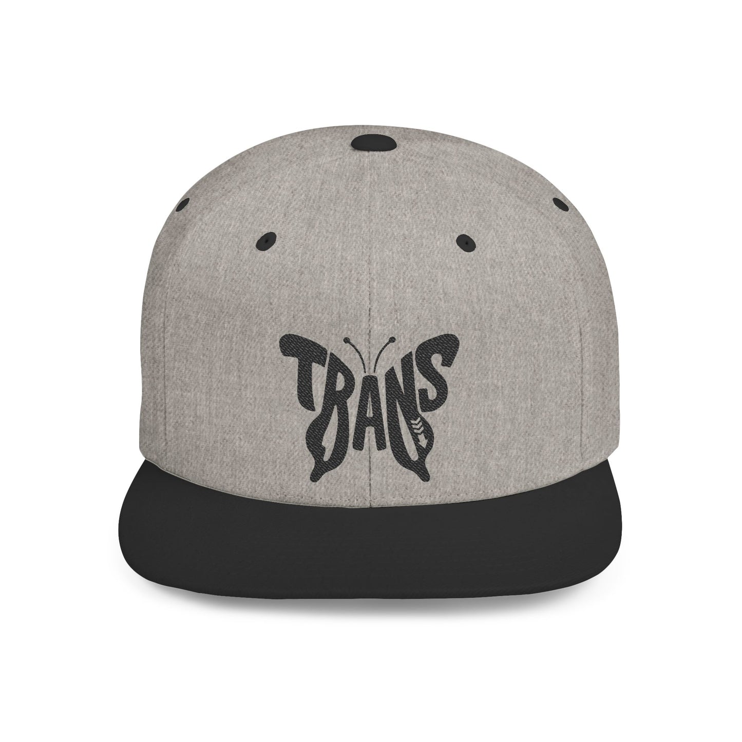 TRANS BUTTERFLY Flat Bill Snapback — Onyx Silhouette Design