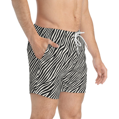 ZEBRA Imprinted 5-6" Inseam Swim Trunks - Onyx