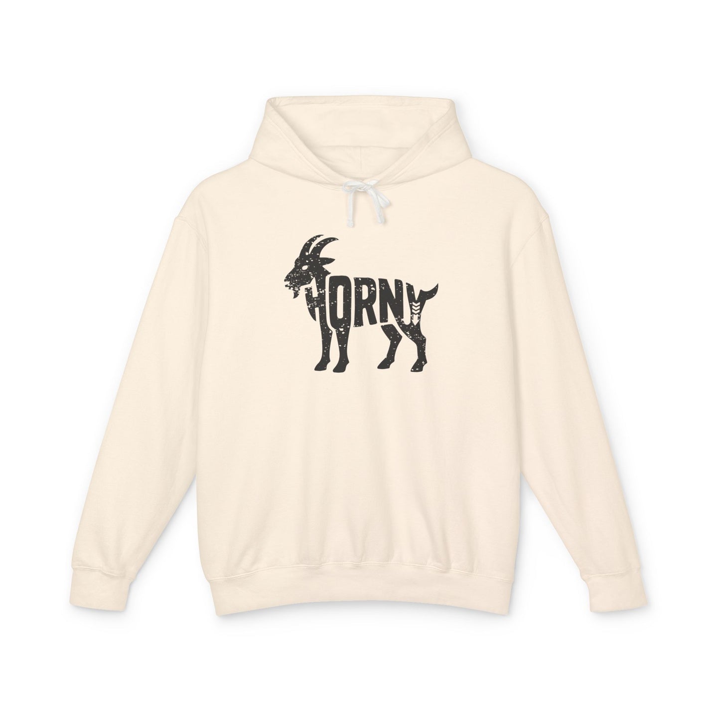 HORNY GOAT Lightweight Hoodie - Onyx Silhouette Design