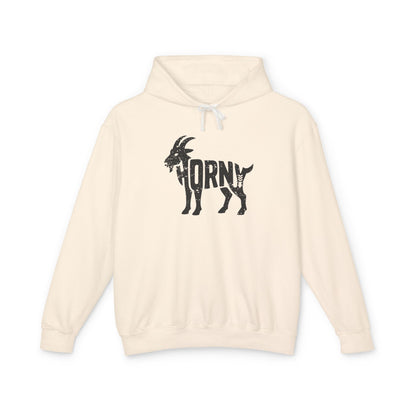 HORNY GOAT Lightweight Hoodie - Onyx Silhouette Design
