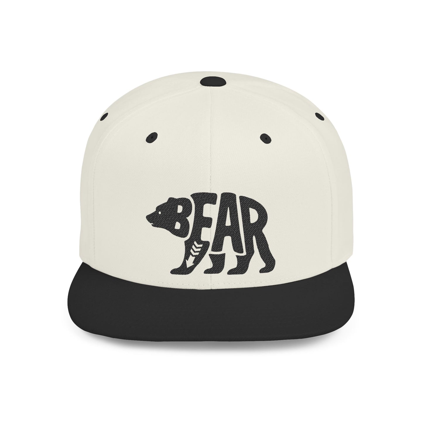 BEAR Flat Bill Snapback — Onyx Silhouette Design