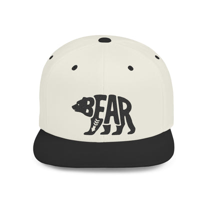 BEAR Flat Bill Snapback — Onyx Silhouette Design